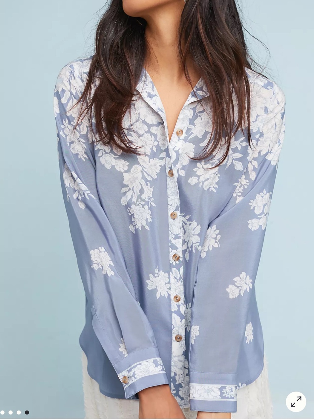 Anthropologie Maeve Rosalee Silk Shirt Floral Button down 4